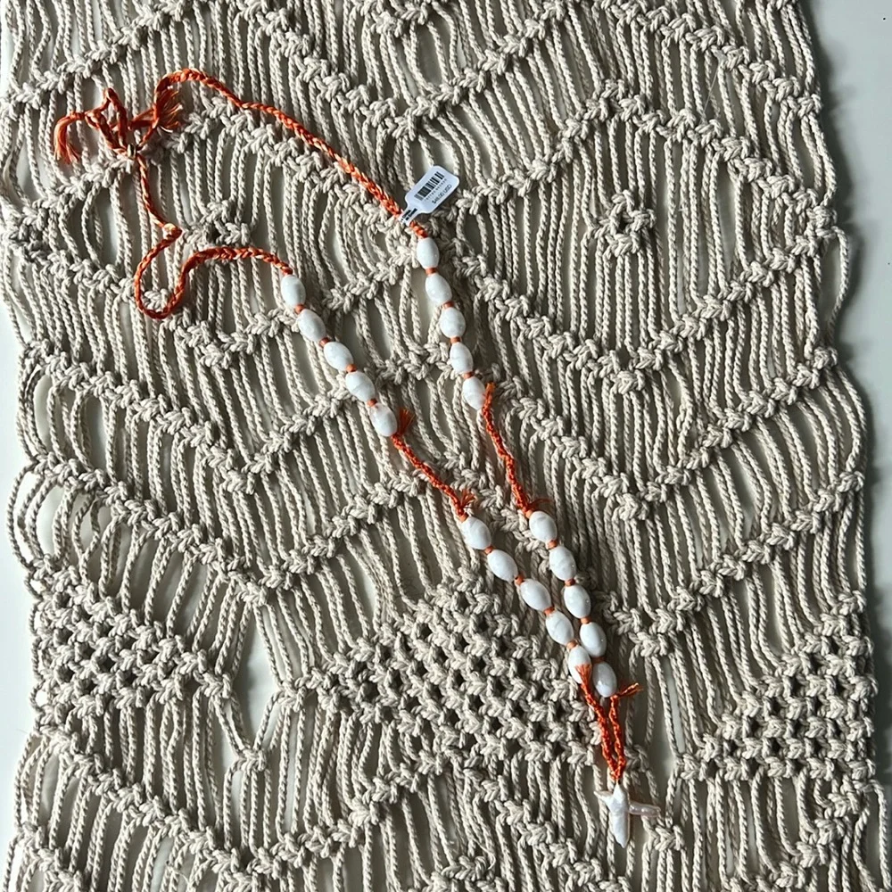 Free People Easy Does It Pearl Strand Necklace Cross Boho New with Tag - Picture 2 of 5
